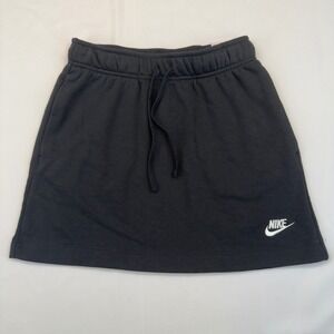 Nike Womens Sportswear Fleece Mini Skirt Black Mid Rise Drawstring XS New